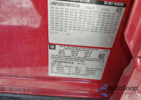 2017 Buick Envision Essence z USA, uszkodzony, nr VIN LRBFXDSA7HD123140